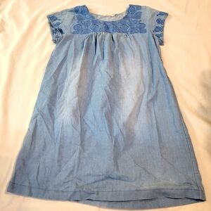 Blue embroidered smock dress